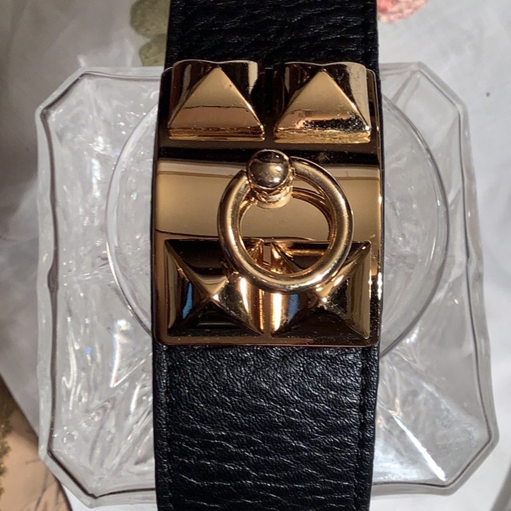 STEAMPUNK Leather and Gold Hardware Snap Bracelet